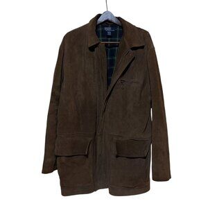 Vintage Polo Ralph Lauren Suede Coat L Heavy Tartan Mackinaw Barnstormer Ranch